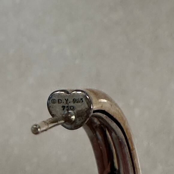 David Yurman Labyrinth Cable Rope Loop Hoop Earrings Gold 18k Silver 925 - Picture 8 of 9